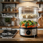 2 Tier Electric Food Steamer Cooker Healthy Vegetable Steaming 5 Quart Stackable