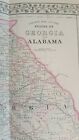 Antique Colored Map - County Map Of The States Of Georgia   Alabama - 1880
