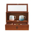2-tiers Vintage Desk Organizer Tabletop Storage Organization Box For Office