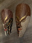 Set Of 2 Bali Ethnic Tribal Wood Carved Masks By Sejati