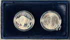 2001 P   D Proof   Unc Buffalo Silver Commemorative Dollar 2 Coin Set Box   Coa