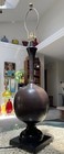 Vtg Magnificent X Large   Heavy Table Lamp Bronze Textured Metal Perfect Design