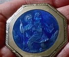Art Deco Blue Enamel St  Christopher Car Visor Pin Clip Marked Germany As Is