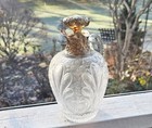 William Hutton 1895 London Gilt Sterling Silver Floral Cut Crystal Wine Decantur