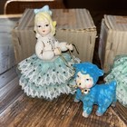 Poodle Lamb On Leash With Blonde Girls Kitschy Japan Vintage Porcelain