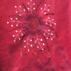 Gorgeous Christmas Tree Skirt  Red Velvet Sequin Metallic Embroidery 