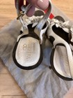 Vintage Valentino Garavani White Leather Floral Appliqu  s Wood Platform Size 40