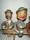6 Piece Vintage Hand Carved Wood Mechanical Articulating Cork Bottle Stopper Jen