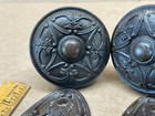 Antique Vintage Cast Iron Niles Chicago Greek Style Doorknob W Back Plates Pair