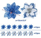 24pcs Poinsettias Artificial Christmas Flowers 6  Glitter Artificial Christma   