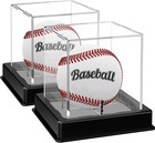 2x Uv Protected Baseball Holder Stand Ball Display Case Acrylic Cube With Bases