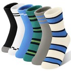 Kids Athletic Sport Socks - Breathable Cotton Crew  Striped Design  6 Pairs For
