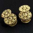 Vintage Brass   Flower Passage Door Knob Set Of Two Floral 2  Diameter New Nos