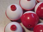 12 New 1   Inch  Round  Red   White   Snap-on Fishing Bobbers Floats Ice Spring