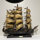 Wooden Ship Model Vintage Sail Boat Clipper Tall Ship Nautical Decor  Euc
