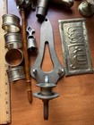 Vintage Solid Brass Mixed Lot Of 13  Pieces Teapot Bell Elephant Snuffer Horse