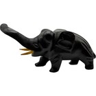 Wooden Elephant Figurine Hand Carved Trunk Up Good Luck Decor Statue