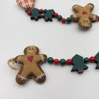 Primitive Christmas Gingerbread Man Wood Tree Plaid Heart Garland 75 rustic 6ft