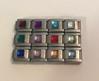 Italian Charm Single Square Birthstone 9mm Link For Bracelet - By Month