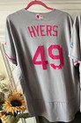 2017 L  A  Dodgers N l  Champs Mother s Day Game Used Jersey  hyers 
