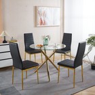 Modern Kitchen Chair dining Chair Set Of 4  Black Seat With Golden Legs