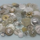60  Vintage Early Plastic   Glass Button Lot Pearlized Rhinestone Pierced