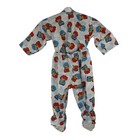 Vintage Baby Cowboy Print Footed Pajama Set 2pc White Western Cartoon