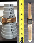 Vtg Armitron Quartz Watch 20 1576 Men Gold Tone Black Dial Tank New Battery
