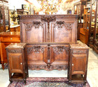 French Antique Carved Normandy Oak Louis Xv Style Full Size Bed   2 Nightstand