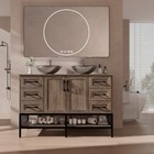 48  Bathroom Vanity With Double Sink Drawer Cabinet Glass Basin No Mirror Faucet