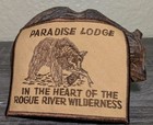 Vintage Paradise Lodge Rogue River Oregon Souvenir Lot Patch   Wood Carved Bear