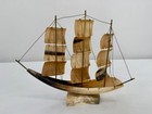 Vintage Hand Carved Antique Bovine Nautical Ship Boat Model Collectible