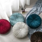 Round Velvet Pleated Cushion Sofa Couch Throw Pillow Pumpkin Pad Home Decoration