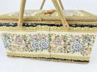 Azar Vintage Woven Wicker Sewing Basket Box Tapestry Floral Large 15 