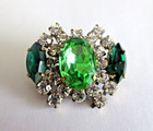Outstanding Czech Vintage Style Glass Rhinestone Button Crystal Shades Of Green