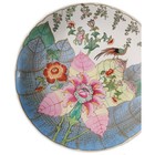 Xl Chinese Hand Painted 16 5   Round Tobacco Leaf Platter