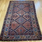 Antique Rug 4  1 X 6  5 Blue Hand Knotted Oriental Rug