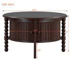 30 3  Mid-century Round Coffee Table - Sliding Door Storage   Slatted Design