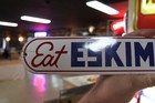 Scarce 1930s Eat Eskimo Pie Ice Cream Dealer Porcelain Sign Dairy Farm Cow Farm