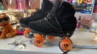Moxi Skates Sure-grip Black Suede Roller Skate With Orange Wheels Size 9   
