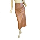 Vintage Circa 1990 s Excelled Brown Leather Midi Skirt Size 16