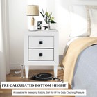 Nightstand End Bedside Coffee Table With Storage Drawers   Wooden Legs White