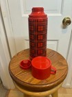 Aladdin Thermos Red And Black Plaid Checkered 1 Quart Vintage Made In Usa
