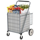 Bigger Super Jumbo Shopping Cart grocery Cart On Wheels  Groceries Laundry grey