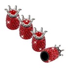 4 Pcs Valve Stem Caps  Crystal Rhinestone Crown Auto Stem Air Caps  Red