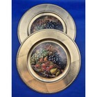 Decorative 13  Gold Fruit Still Life Melamine Plate Set Of 2 New With Tag