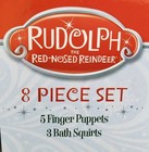 Rudolph The Rednosed Reindeer Bath Playset 5 Pcs Finger Puppets 3 Squirters New