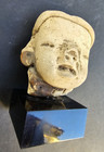 Pre Columbian Pottery  Face Figure Clay Pottery On Black Base Rare  Find