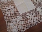 Vintage White ivory Wedding Hand Crochet Lace  Linen Hanky Bridal  13 