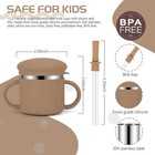 Stainless Steel Baby Sippy Cups 7 4 Oz Spill Proof Toddler Straw Beige Brown
